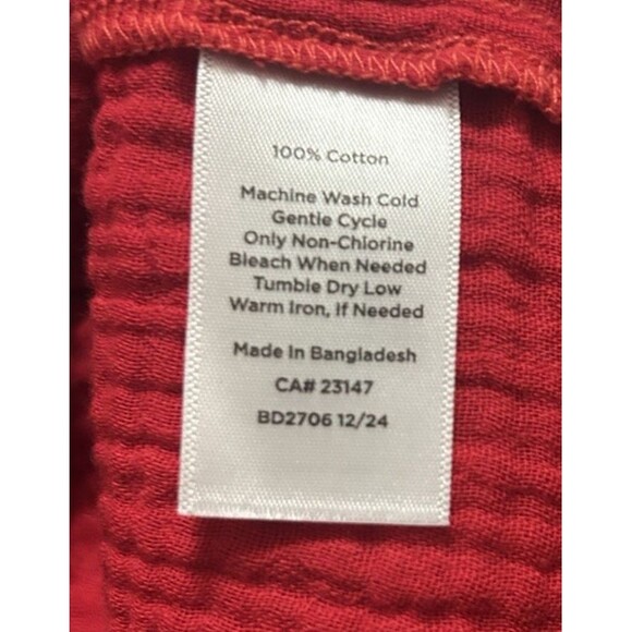 Talbots Womens Red Cotton Gauzy Button Front Cap Sleeves V Neck Top XS - Picture 6 of 6